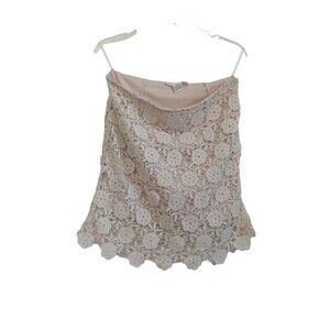 Sans Souci Beige and white floral lace over skirt